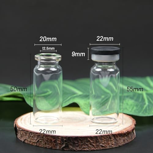 100 Pack 10ml Clear Glass Vials with Black Caps, 2.5 Dram Headspace Vials - color: Clear Vial Black Cap, size: 10ml