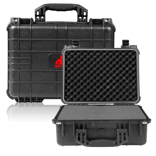 Jack Boss Waterproof Hard Camera Case with Foam,Black,16x12.8x6.8 Inch - color: Black, size: 16x12.8x6.8 in
