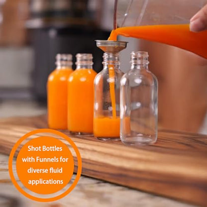 6pack 2oz Ginger Shot Bottles, Reusable Glass Shot Bottles with Caps - color: White, size: 6-pack