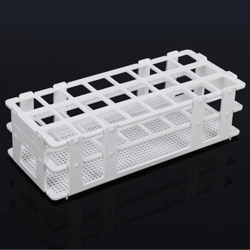 stonylab Test Tube Rack, 0.98 in 24-Place White Plastic Holder Stand Rack, 3-Tier Design and Detachable, for Laboratory Use - size: 25 mm