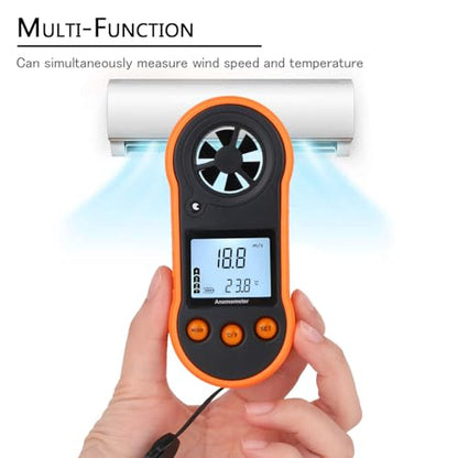 Digital Wind Speed Meter Anemometer,Handheld Air Flow Velocity Meter for Measuring Wind Speed/Temperature with Backlight LCD,for Shooting, HVAC, Drone Flying,Windsurfing, Sailing, Surfing, Fishing - color: Black & Backlight LCD Screen