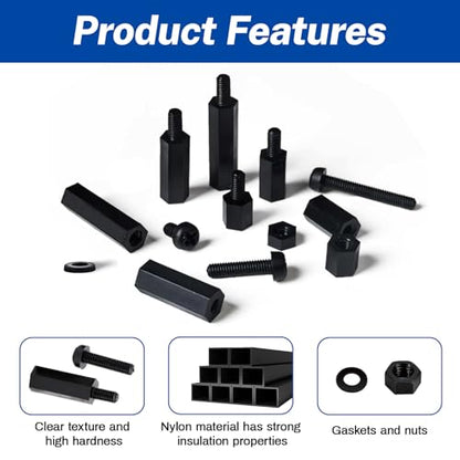 440 PCS Nylon Hex Standoffs & Screws Kit, M2.5 & M3 Male/Female Spacers for PCB & Motherboard Assembly for Electronics Projects - size: M2.5 & M3