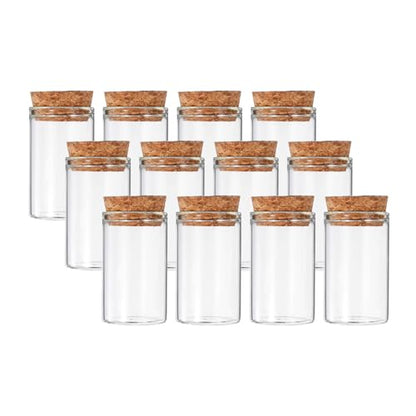 PATIKIL 20ml Test Tubes, 12pcs 1.97x1.18 Glass Clear Flat Bottom Test Tube Containers with Cork Stopper for Bead Party Candy Bath Salt Storage Scientific Experiment Plant Propagation - size: 20ml