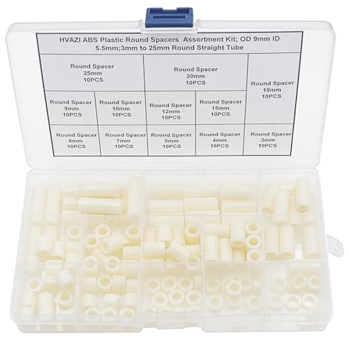 OD9mm (0.354") ID5.5mm (0.217") ABS Plastic Round Standoff Spacer Kit - size: OD 9mm ID 5.5mm