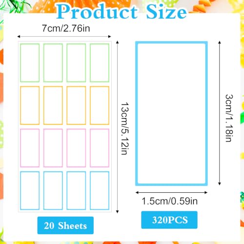 320 PCS Dry Erase Labels 1.2"X0.6" Removable Labels Easy Peel Off Waterproof Reusable Label Adhesive Blank Name Tags with Colored Border Sticky Notes for Storage Bins Classroom Office Organization