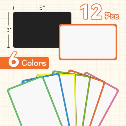Dry Erase Magnets 12Pack 3x5, Reusable Small Board - color: Color-01-12 Pack, size: Rectangle-3"×5"