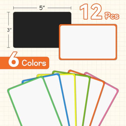 Dry Erase Magnets 12Pack 3x5, Reusable Small Board - color: Color-01-12 Pack, size: Rectangle-3"×5"