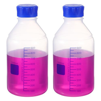 PATIKIL 1000ml Media Storage Bottles,2pcs Graduated Bottle, Transparent - color: Transparent, size: 1000ml