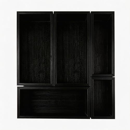 bamboo drawer organizer Set,expandable drawer dividers,wooden storage organizers,drawer organizers for kitchen, bathroom,flatware,Tea Bag Organizer (1 X 5PCS Black) - color: 1 X 5PCS Black