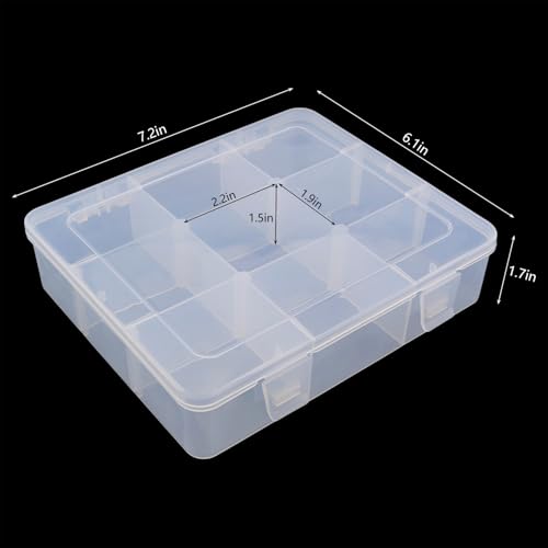 9 Grid Adjustable Partition Plastic Parts Box Transparent Storage Box For Jewelry Craft Accessories Electronic Components Screws Nails Fishing Gear Classified Storage 7.2x6.1x1.7 Inch