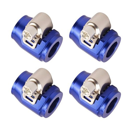 Aluminum Hose End Finisher Clamp, Universal Fit, Red Chrome Finish, 4pcs Set for Stainless Steel and Rubber Hoses, Model (Blue, 6AN) - color: Blue, size: 6AN