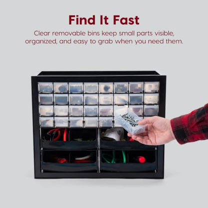 IRIS USA 32-Drawer Organizer with 4 Bins and Dividers, Garage Tool, Black - color: Black, size: 32 Drawer + 4 Bin