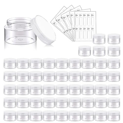 Eternal Moment 50 Pack 1 OZ Plastic Jars Clear Cosmetic Container with Lids - color: Clear Lid, size: 1 Ounce