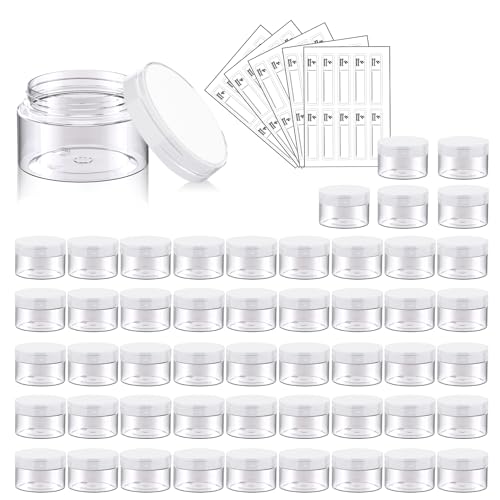 Eternal Moment 50 Pack 1 OZ Plastic Jars Clear Cosmetic Container with Lids - color: Clear Lid, size: 1 Ounce