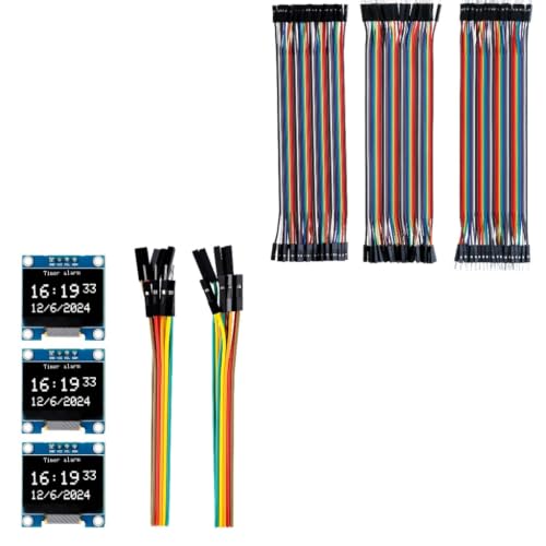 ELEGOO 3PCS OLED Modules and 120pcs Dupont Wires Bundle, for Visual Interfaces, Sensor Readouts, IoT Dashboards and DIY Coding Projects