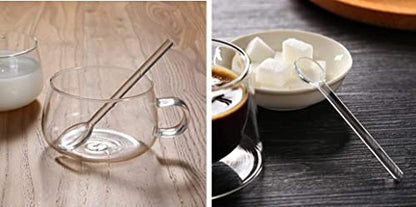 Demitasse Espresso Spoons, Mini Coffee Spoon, 4.33 Inches Glass Small Spoons for Tea, Stirring Rod Mixing Spoon, Set of 6 (clear 2) - color: clear 2