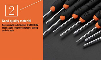 Edward Tools Precision Screwdriver Set with Storage Case - 9 Screwdrivers including Flat, Phillips and Torx - Small Screwdriver Set for Electronics, Eyeglass, Computer, Laptop, Jeweler - Cr-V Steel
