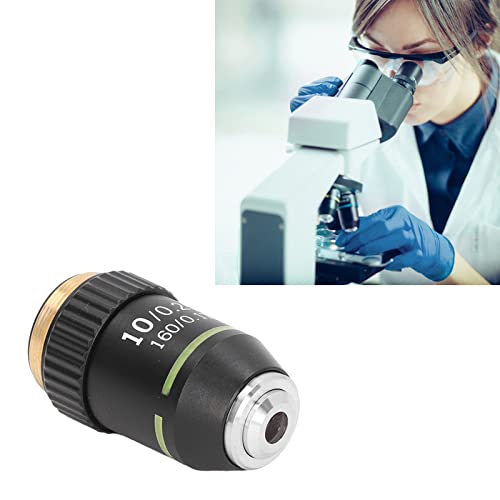 Achromatic Objective Lens 10X High Power Microscope Lens 20.2mm Interface Standard RMS Microscope Eyepiece Replacement