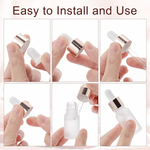 30 Pack 10ml Frosted Glass Dropper Sample Bottles, Rose Golden Caps - color: Frosted, size: 10mL-30pcs