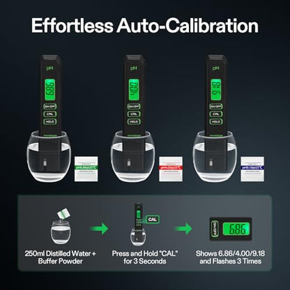 VIVOSUN Digital pH Meter 0.01 Accuracy Pen Tester for Water Hydroponics - color: Black