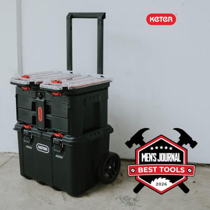 Keter Stack N Rolling Tool Box Modular Storage System 4 Piece - color: Black/Red, size: 4PC System