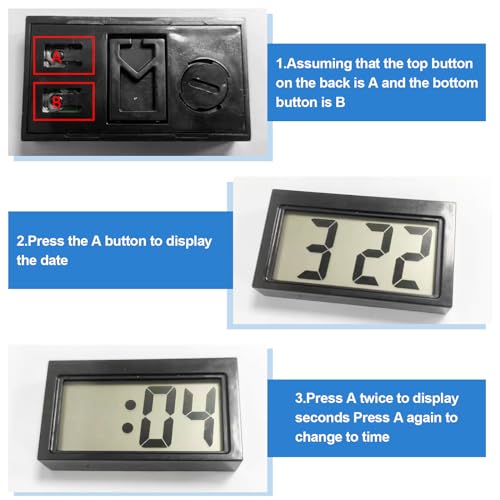 Shudyear Small Digital Clock， with Jumbo LCD Time & Day Display，Mini Automotive Small Digital Clock Battery Operated for Desktop Nightstand Pocket Car Truck Dashboard & Air Vent (1, Purple) - color: Purple