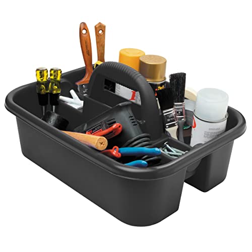Akro-Mils 09185 Plastic Tote Tool & Supply Cleaning Caddy with Handle, 18-3/8-Inch x 13-7/8-Inch x 9-Inch, Black - color: Black