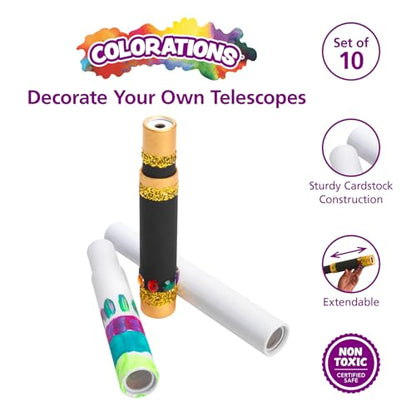 Colorations Decorate Your Own Telescopes, Set of 10, 11" L x 1.5" D