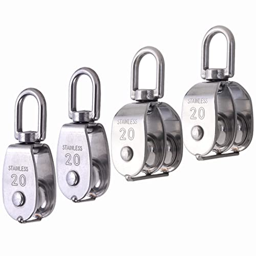 Rocaris 4 Pack M20 Pulley Block, 2 Pcs Single Pulley & 2 Pcs Double Pulley - size: 2*M20 Signle + 2*M20 Double