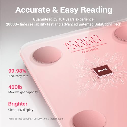 Ovutek Smart Scale for Body Weight Digital Bathroom Scale with BMI Body Fat - color: Pink