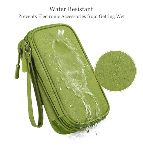 CAAORDKSO Electronic Organizer Travel Cable Accessories Bag, Tech Pouch Electronic Organizer Case, Travel Essentials for Cable, Cord, Charger, Phone, SD Card, Power Bank, Earphone (Grass Green,Medium) - color: Grass Green, size: Medium