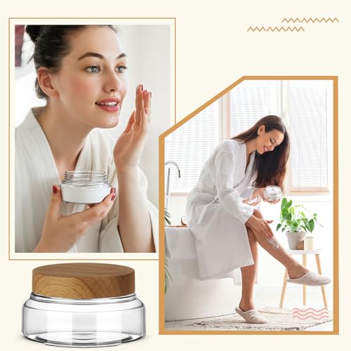24 Pack Plastic Cosmetic Jars with Lids Label, 5 oz, Clear,Dark Beech - color: Clear,Dark Beech, size: 5 oz