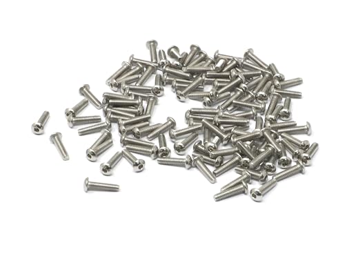 iexcell 100 Pcs M2.5 x 10mm Thread Pitch 0.45 mm Stainless Steel 304 Hex Socket Button Head Cap Screws Bolts Kit - size: M2.5 x 10mm