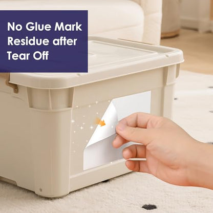 LLIKED 150 Pcs 6"x4" Blank Removable Labels for Storage Bins No Residue - size: Extra Large