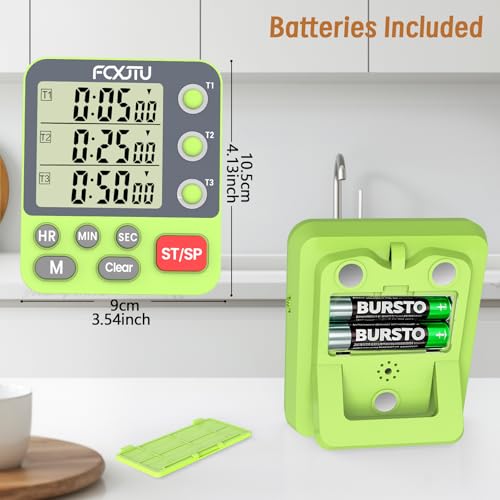 Digital Dual Kitchen Timer, 3-Channel Independent Countdown Timer - size: YS318 Green