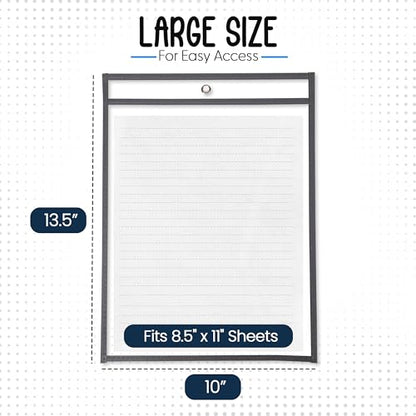 Essex Wares - 6 Pack, Gray Dry Erase Pockets, 10" Wide x 13.5" Tall - color: Gray