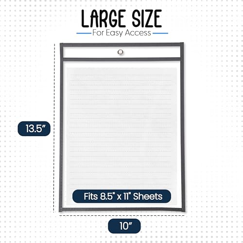 Essex Wares - 6 Pack, Gray Dry Erase Pockets, 10" Wide x 13.5" Tall - color: Gray