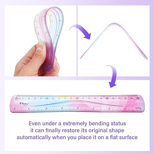 Grevosea 2 Pieces Flexible Ruler, 20cm/8inch Plastic Ruler Shatterproof Straight Edge Ruler Soft Bendable Ruler for School Classroom Office Kids & Adults (8inch) - size: 8inch
