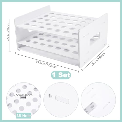 PH PandaHall 35 Holes Scissors Rack Organizer，PVC White Scissor Holder Storage Stand Desktop Tool Stand for Scissors Pens Makeup Brushes Knitting Tools Barbershop Home Office, 12.3x9.8x5.9inch