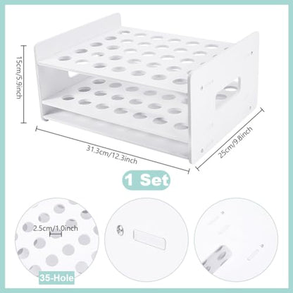 PH PandaHall 35 Holes Scissors Rack Organizer，PVC White Scissor Holder Storage Stand Desktop Tool Stand for Scissors Pens Makeup Brushes Knitting Tools Barbershop Home Office, 12.3x9.8x5.9inch