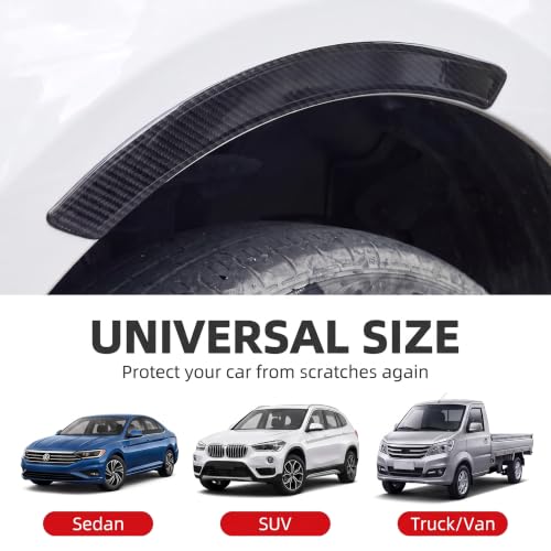 4 PCS Car Wheel Arch Guard, Carbon Fiber Texture Fender Protector Strips, Anti-Scuff PVC Mud Guard Trim, Universal Automobile Wheelwell Protection Decals for Cars SUVs Trucks (Black) - color: Black