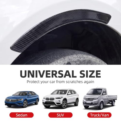 4 PCS Car Wheel Arch Guard, Carbon Fiber Texture Fender Protector Strips, Anti-Scuff PVC Mud Guard Trim, Universal Automobile Wheelwell Protection Decals for Cars SUVs Trucks (Black) - color: Black