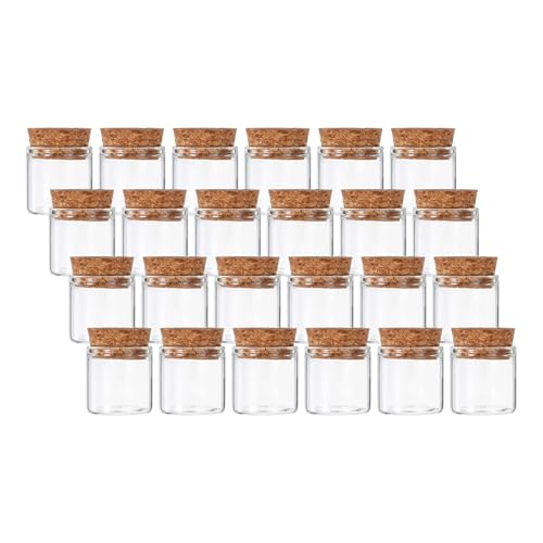 PATIKIL 10ml Test Tubes, 24pcs 1.18x1.18in Glass Clear Flat Bottom Test Tube Containers with Cork Stopper for Bead Party Candy Bath Salt Storage Scientific Experiment Plant Propagation - size: 10ml