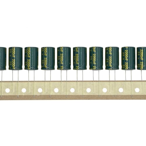 20 Pieces 25V 2200UF 13x21mm High Frequency LOWESR Plug-in Aluminum Electrolytic Capacitor Green Sleeve 25 Volt 2200 UF - size: 25V2200UF