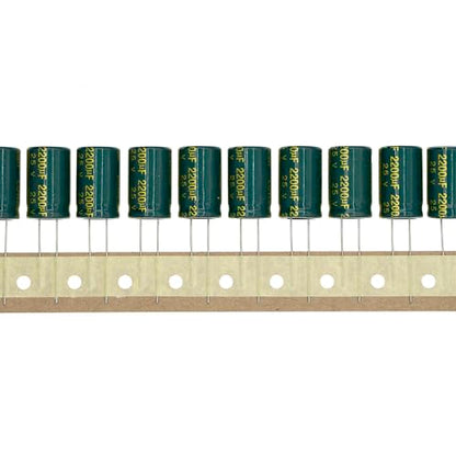 20 Pieces 25V 2200UF 13x21mm High Frequency LOWESR Plug-in Aluminum Electrolytic Capacitor Green Sleeve 25 Volt 2200 UF - size: 25V2200UF
