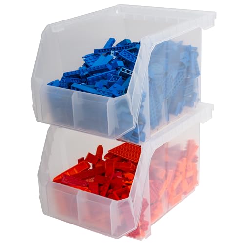 ReadySpace Medium-Tall Stackable Plastic Storage Bins, 4-Pack, Clear - color: Clear, size: Medium-Tall, 4-Pack