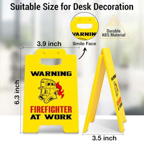 Funny Firefighter Gifts Office Decor Warning Firefighter at Work Desk Sign Graduation Birthday Gifts for Firefighters Firemen - color: Color-Q