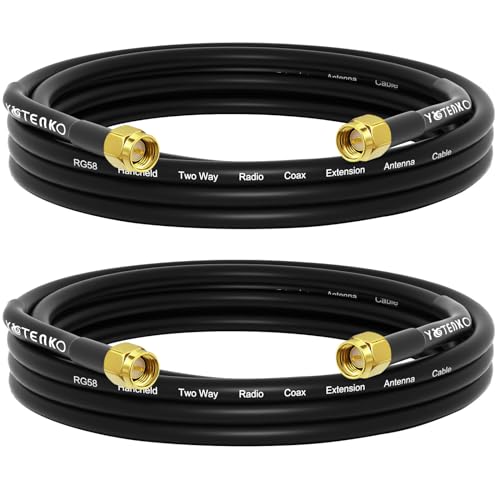 10FT 2-Pack SMA Male to Male RG58 Coaxial Cable Extension 50 Ohm - size: 10FT - 2 Pack