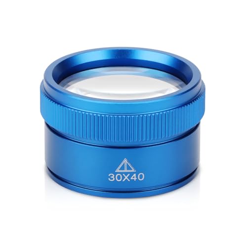 Rongon Portable Magnifying Glass Jeweler Loupe Magnifier (Blue, 30X 40MM) - color: Blue, size: 30X40MM