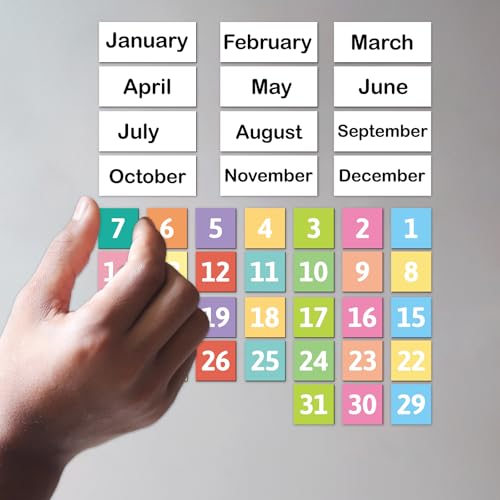 Magnetic Calendar Numbers Double-Sided Month Week Day Holiday Magnets Labels for Home Holiday School Office Kitchen Refrigerator Whiteboard Dry Erase Boards Classroom Teacher Supplies